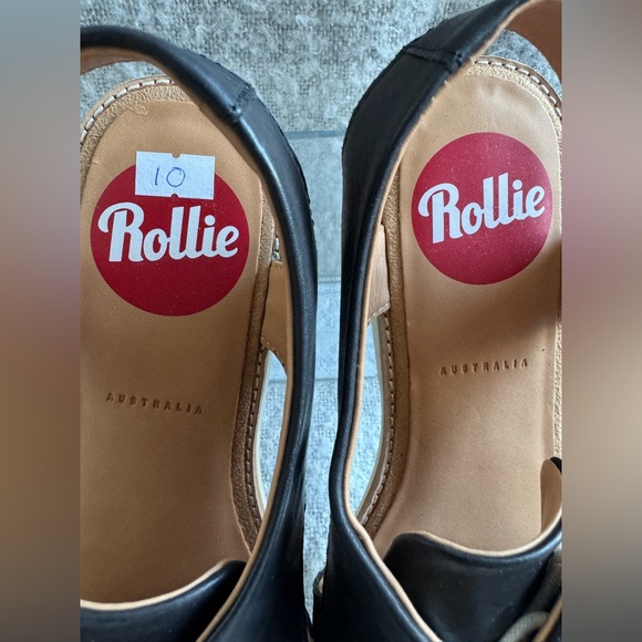 Rollie Derby Black Cutout Leather Slingback Size 40 NWOT - Picture 6 of 9